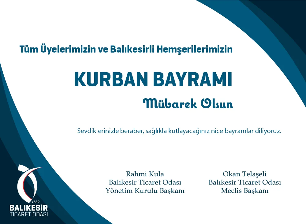 Balıkesir Ticaret Odası Kurban Bayramı tebrik mesajı
